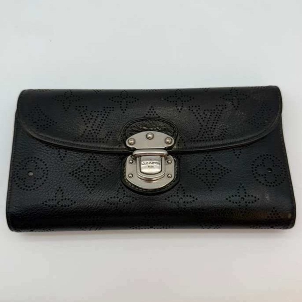 Authentic Louis Vuitton Mahina Black Leather Long Wallet Monogram Wallet W/Chain - Picture 11 of 15